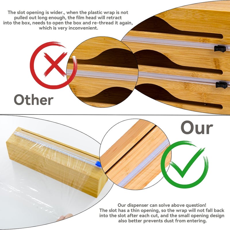 Dsnirasy Plastic Wrap Dispenser with Cutter for Aluminum Foil, Plastic Wrap and Wax Paper, Fits 13" Roll（Plus） - Image 3